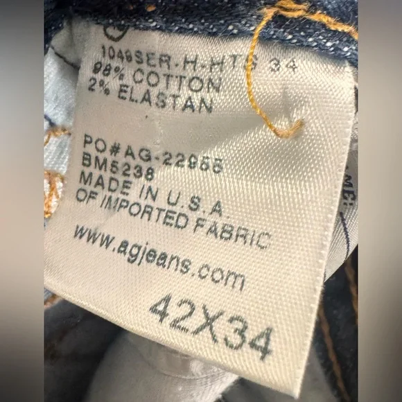 Adriano Goldschmied AG Protege Jeans Men 42 x 34 Straight Leg Stretch Denim Blue - Picture 11 of 12